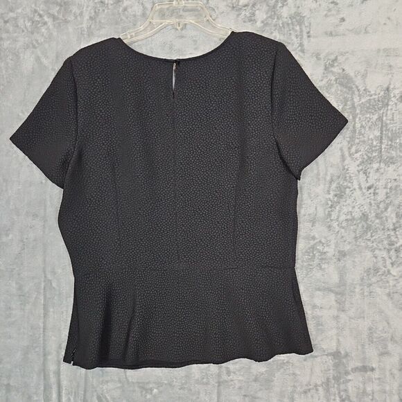 Talbots Women's Sz 12 Textured Pullover Blouse Side Zip black polyester blend - Picture 6 of 8